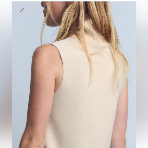 Women’s Zara Brand sleeveless cream colored turtleneck - Picture 2 of 5